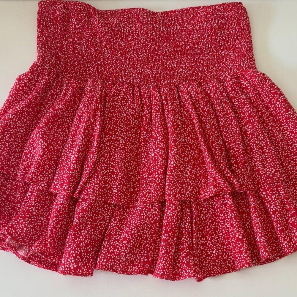 Red Pattern Adika Flowy Skirt